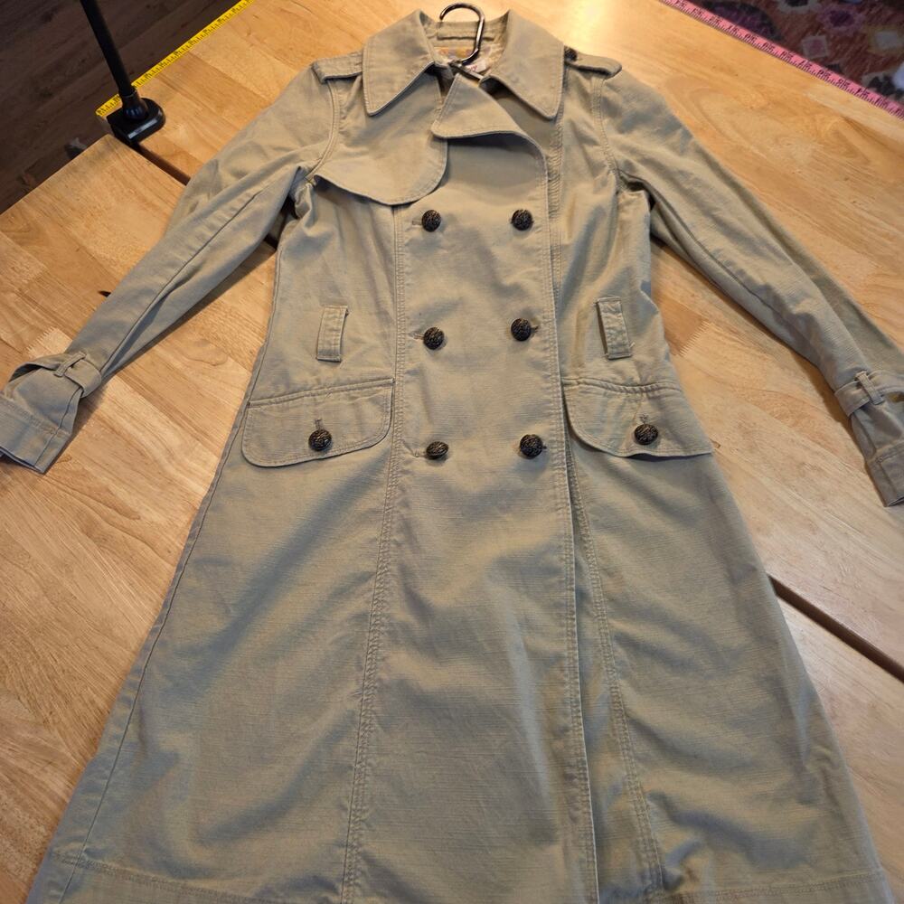Orsay khaki denim double-breasted midi length trench Brown buttons 100% cotton